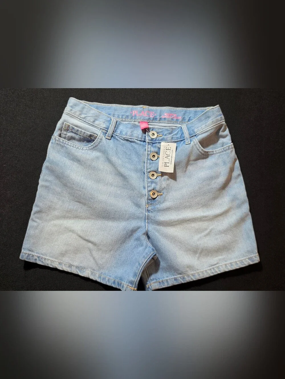 The Children's Place Light Wash Denim Button-Front Shorts Girls (14)